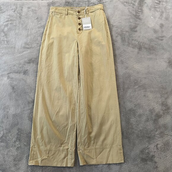 NWT Everlane Wide Leg Khaki Pants Women's size 6 Cotton Button Fly - Picture 1 of 7
